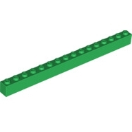 Lego kostka (kostička) 1x16, zelená (246528, 4109678, 4162401, 6390362)